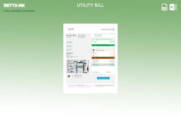 Модерен стил Шаблон за комунални сметки Обединети Арапски Емирати Дубаи зелена